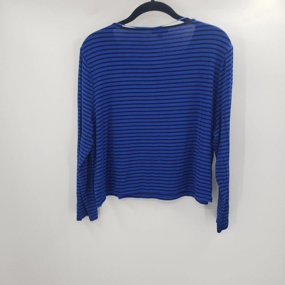 Vince Camuto Striped Cropped Knit Top Womens XL Blue Black Long Sleeve Shirt - Picture 9 of 10